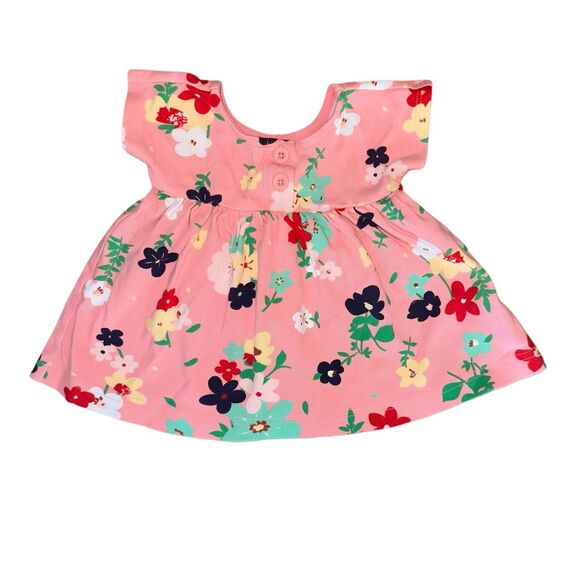 HANNA ANDERSSON Play Dress Starfish Pink Floral Cotton Baby Infant 60 0-3 MO - Picture 1 of 3